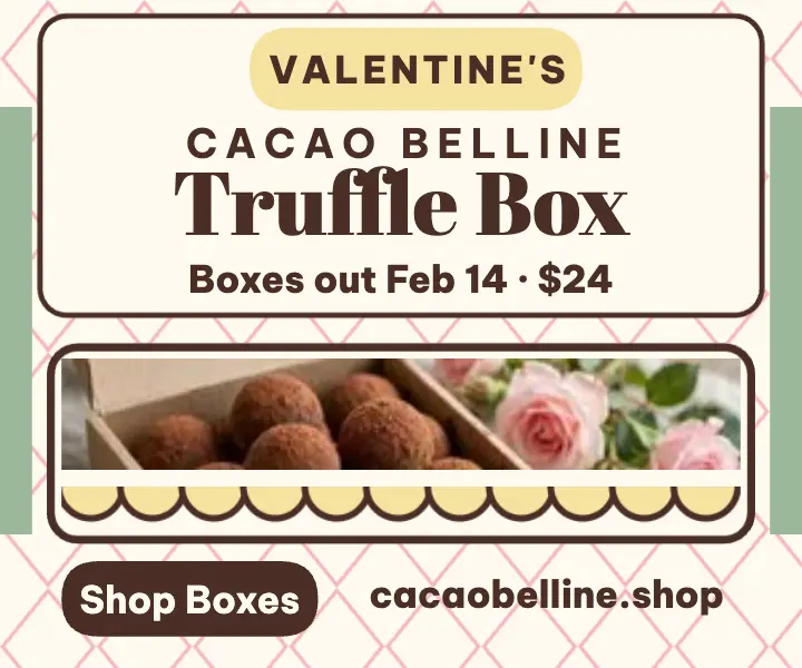 Cacao Belline Valentine truffle box ad template