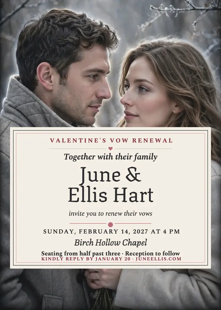 June and Ellis vow renewal invitation template