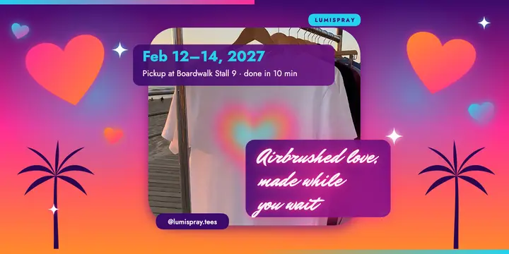 Valentine's airbrush tee pop-up, boardwalk post template