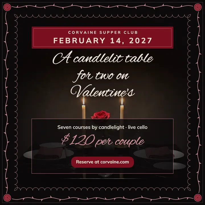 Valentine's candlelit dinner for two, dark romance template