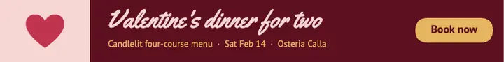 Valentine's dinner for two leaderboard template