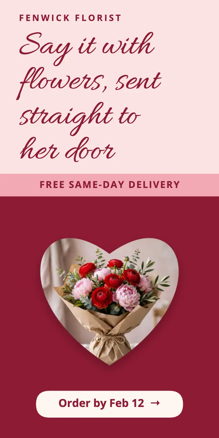 Valentine's flower delivery half-page ad template