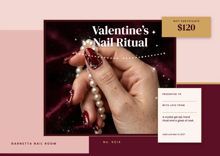 Garnetta Nail Room Valentine's gift certificate template