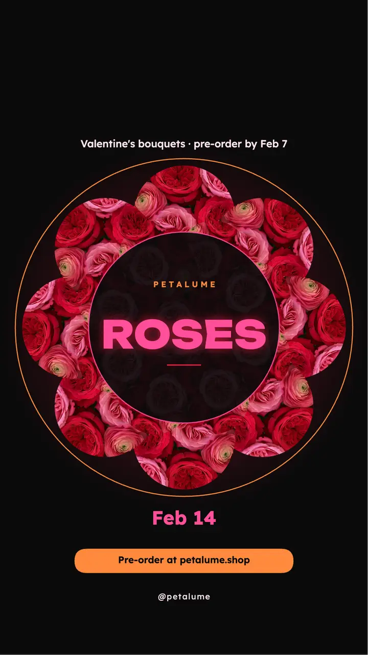 Valentine's rose bouquet pre-order kaleidoscope story template