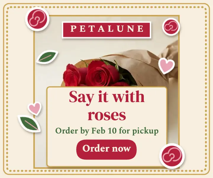 Petalune Valentine's roses ad, Victorian scrap template