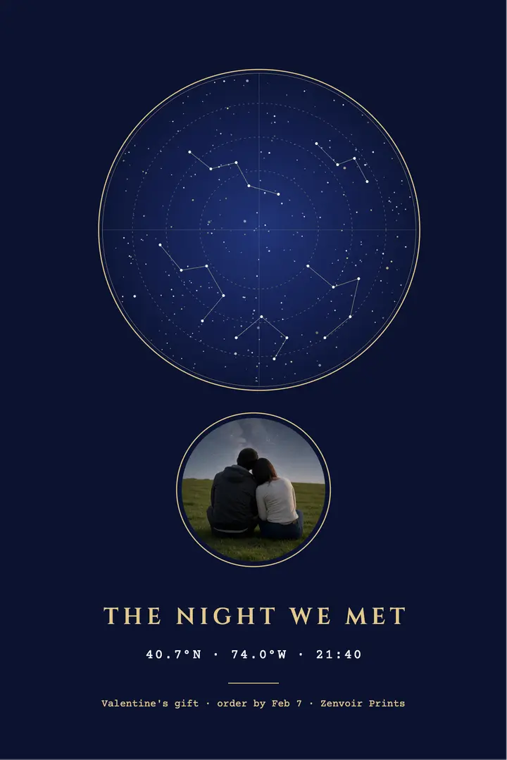 The night we met star map gift poster template