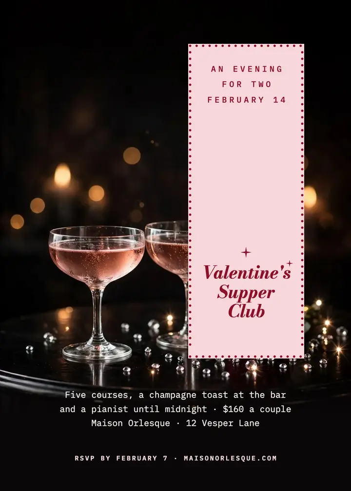 Valentine's supper club invitation template