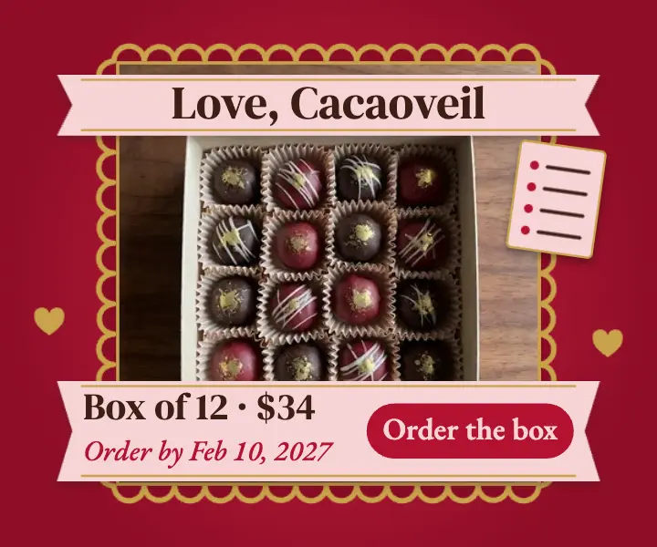 Cacaoveil Valentine's truffle box ad: valentine's chocolate ad template