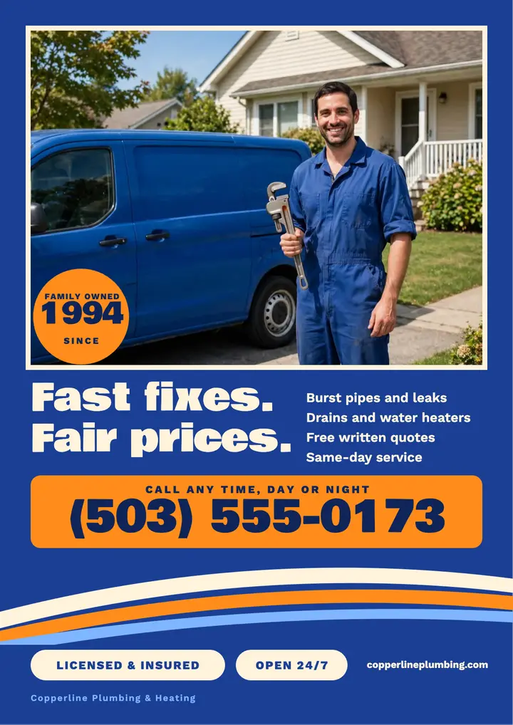Service van livery plumber flyer template