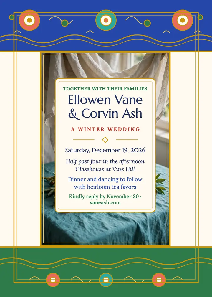 Vane and Ash winter cloisonne invitation template