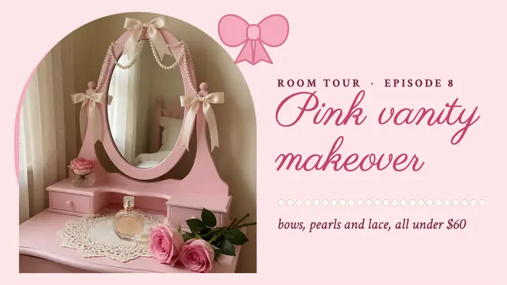 Petal & Bow pink vanity makeover thumbnail template