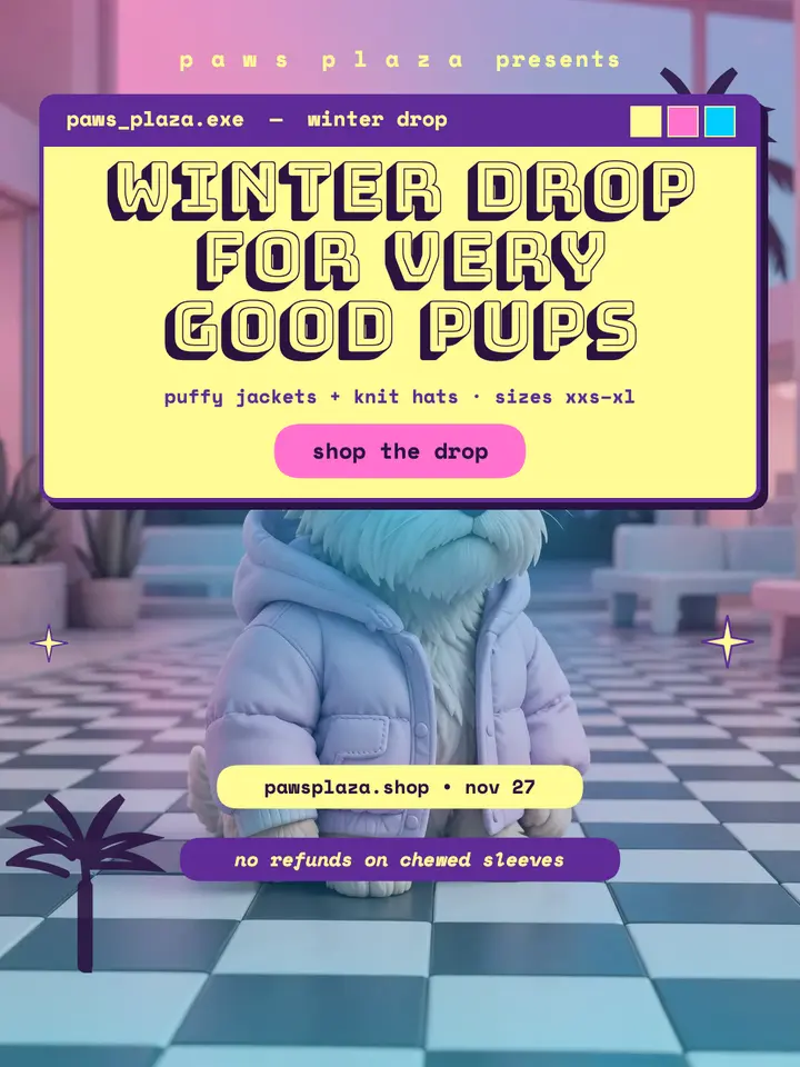 Paws Plaza winter drop pup portrait template