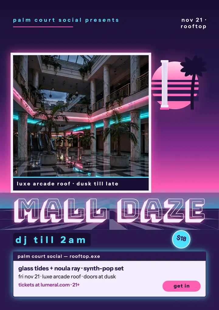 Mall Daze rooftop DJ night flyer template