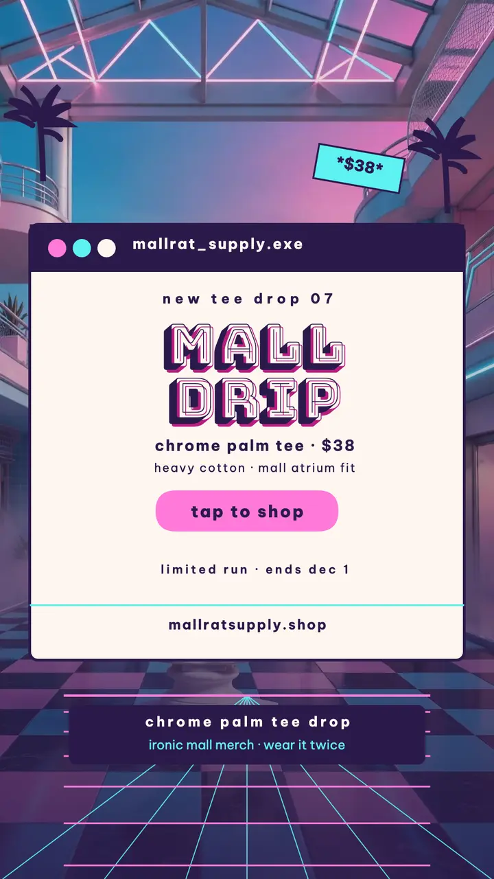 Mallrat Supply vaporwave drop story template