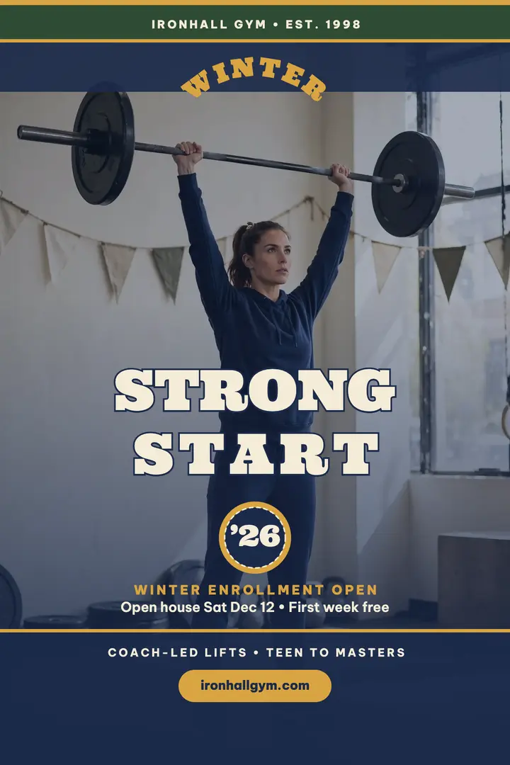 Ironhall Gym Winter Strong Start poster template