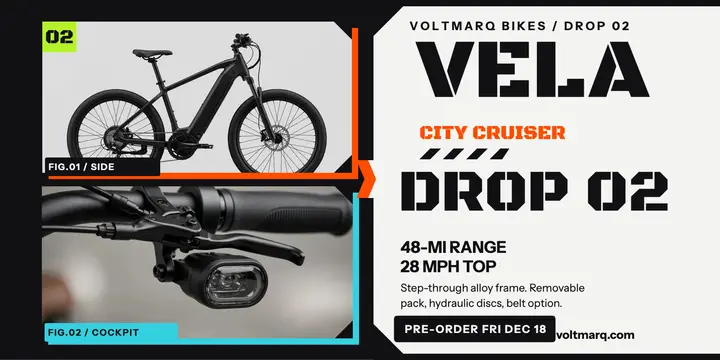 Voltmarq Vela e-bike drop racing post: e-bike launch post template