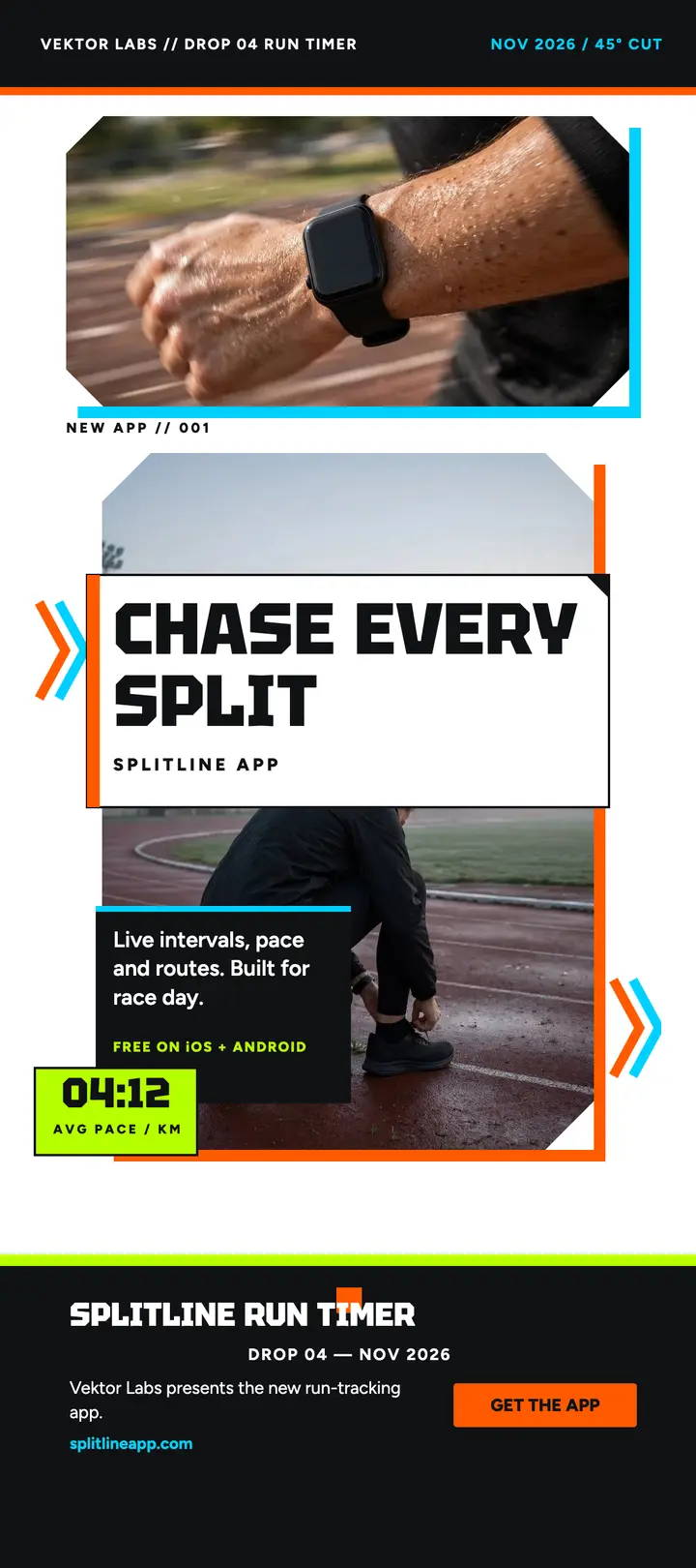 Splitline run app launch rack card template