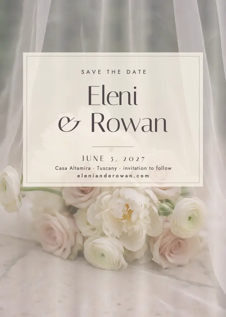 Eleni and Rowan veil save the date template