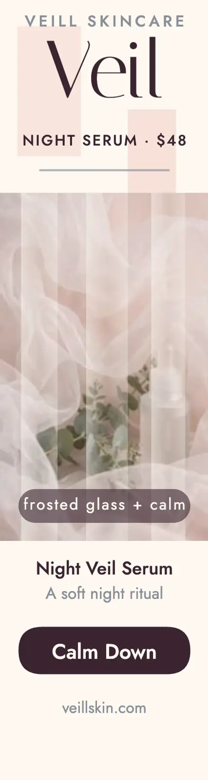 Veill night serum veil skyscraper: skincare ad template
