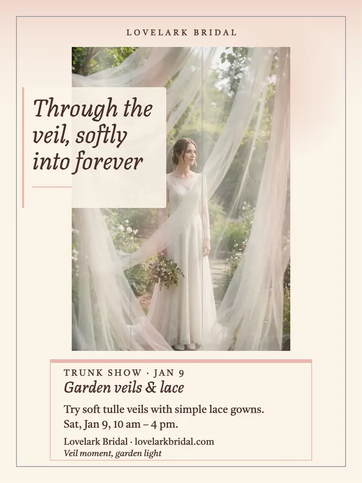 Veiled garden bride portrait: bridal veil post template