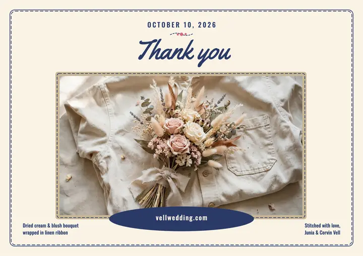 Vell stitched thanks wedding certificate: wedding thank you certificate template