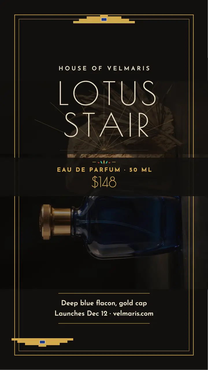 Velmaris Lotus Stair perfume launch story template