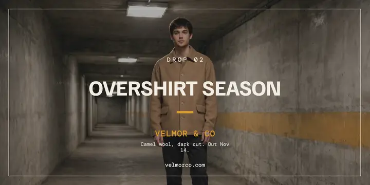 Velmor tunnel menswear fall drop post template