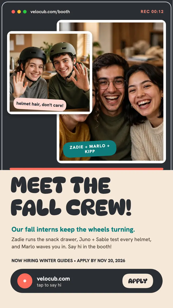 Velocub fall intern webcam story template