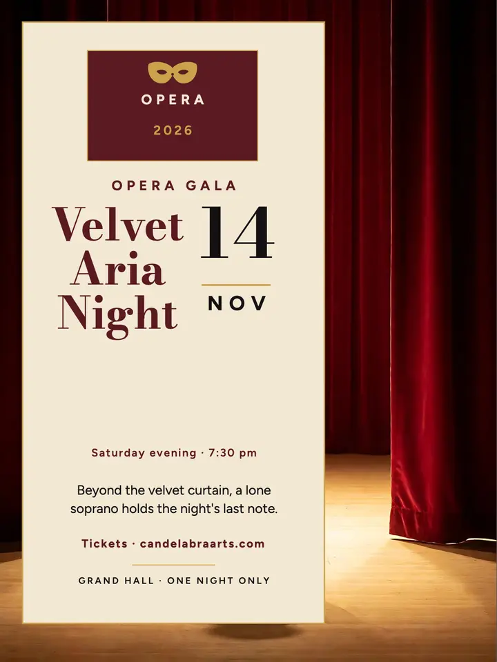 Velvet Aria Night opera gala portrait: opera gala poster template