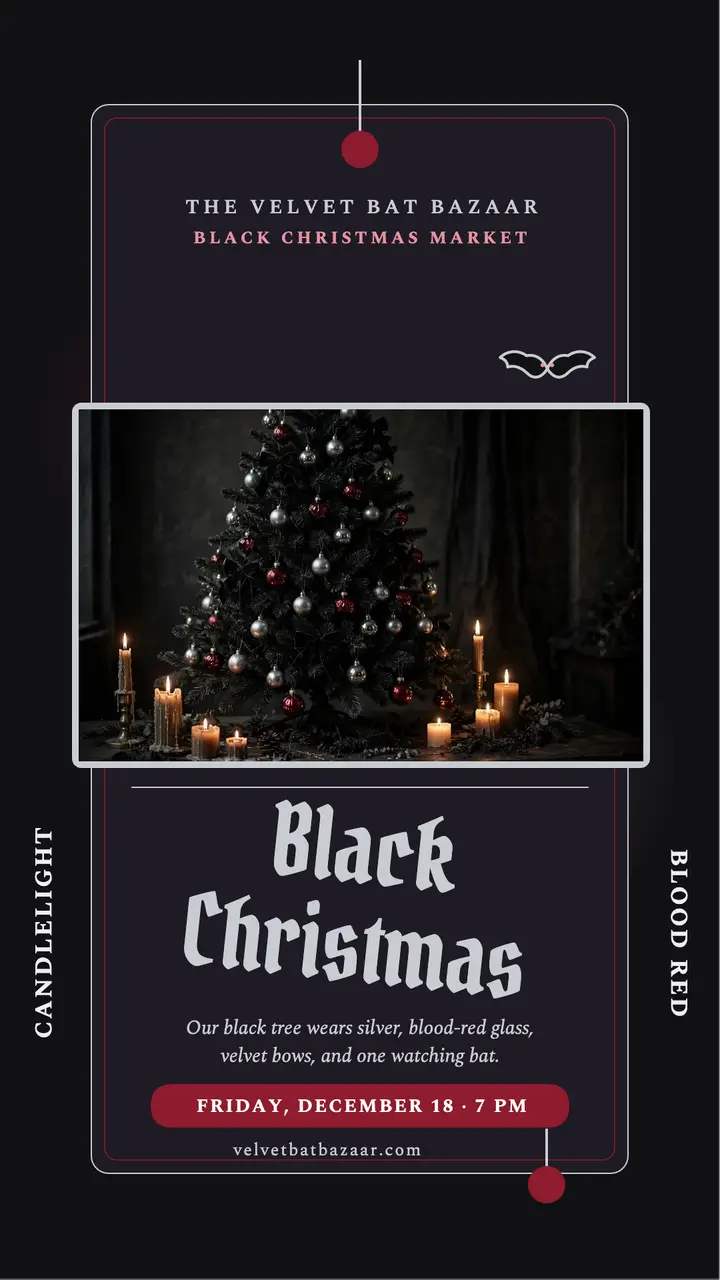 Velvet Bat Black Christmas market story template