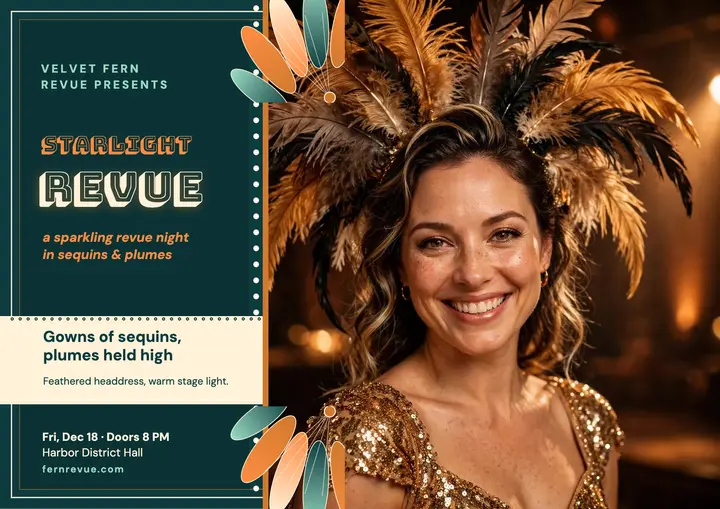 Velvet Fern Revue plume night poster template
