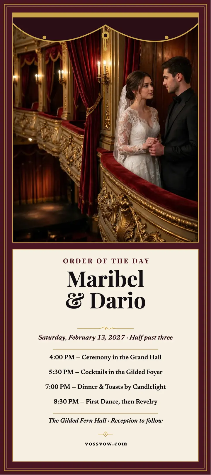 Maribel and Dario velvet wedding day order template