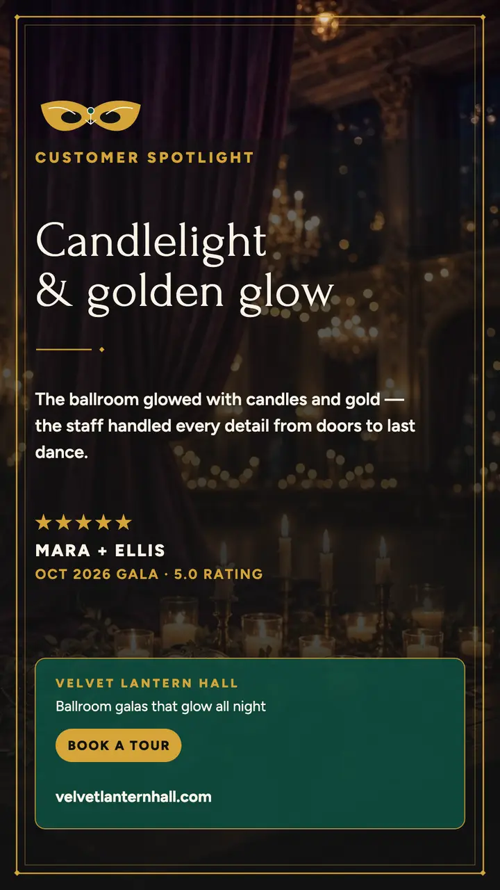 Velvet Lantern Hall customer spotlight story template