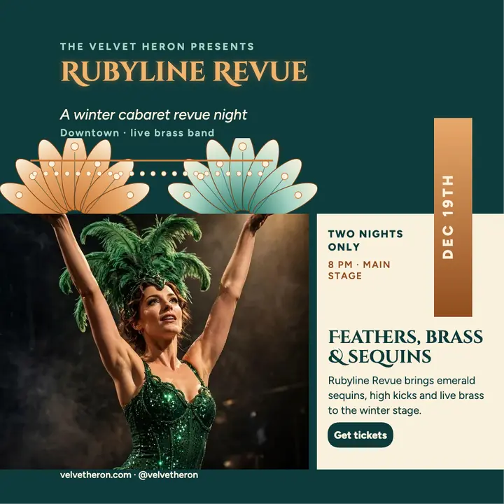 Velvet Heron winter revue night template