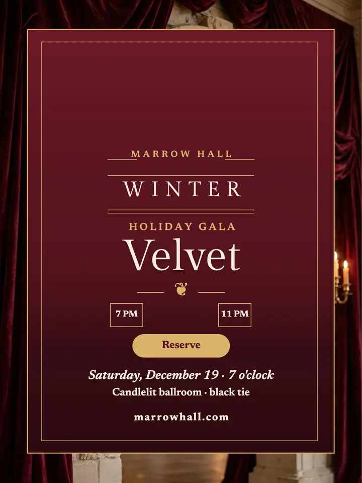Marrow Hall winter velvet gala invitation template