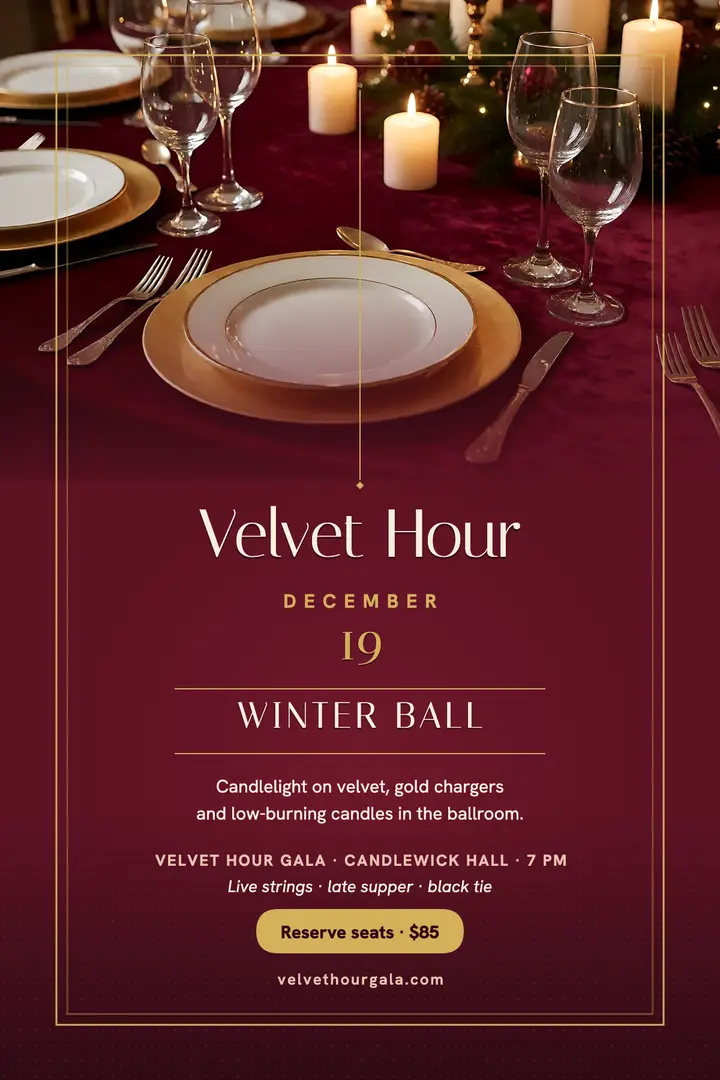 Velvet Hour Gala holiday poster template