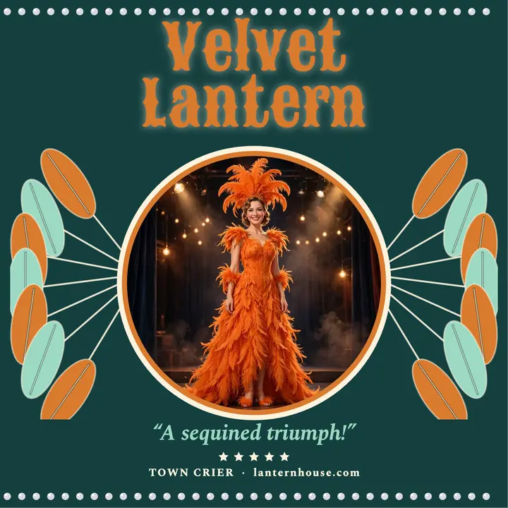 Velvet Lantern revue podcast cover: cabaret revue podcast cover template