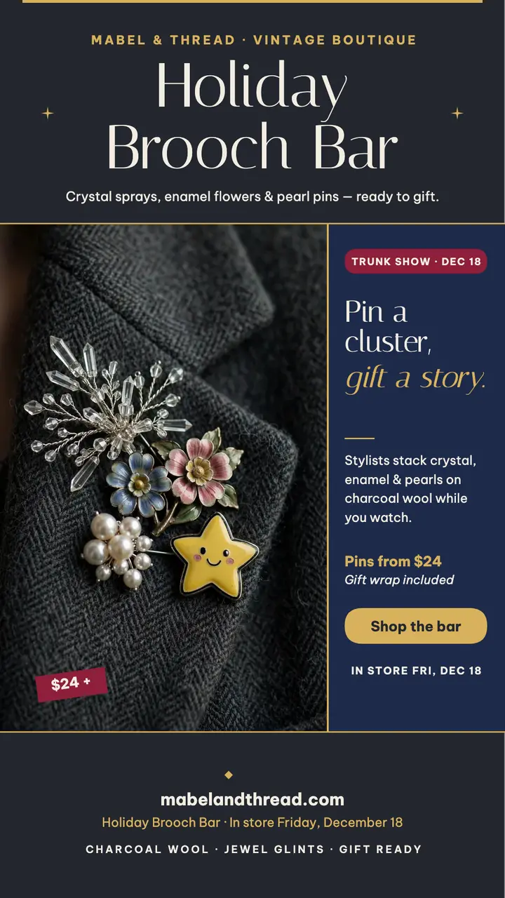 Mabel and Thread brooch bar story template