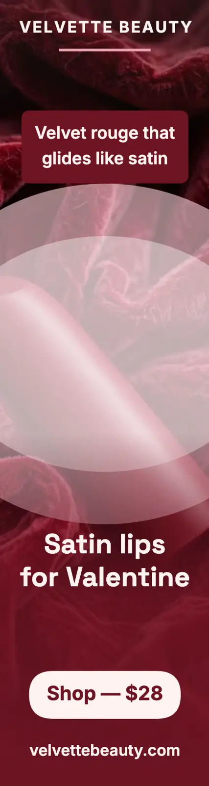 Velvette satin lips Valentine ad: valentine lipstick ad template