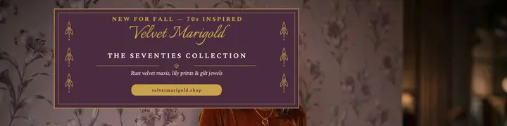 Velvet Marigold seventies collection banner template
