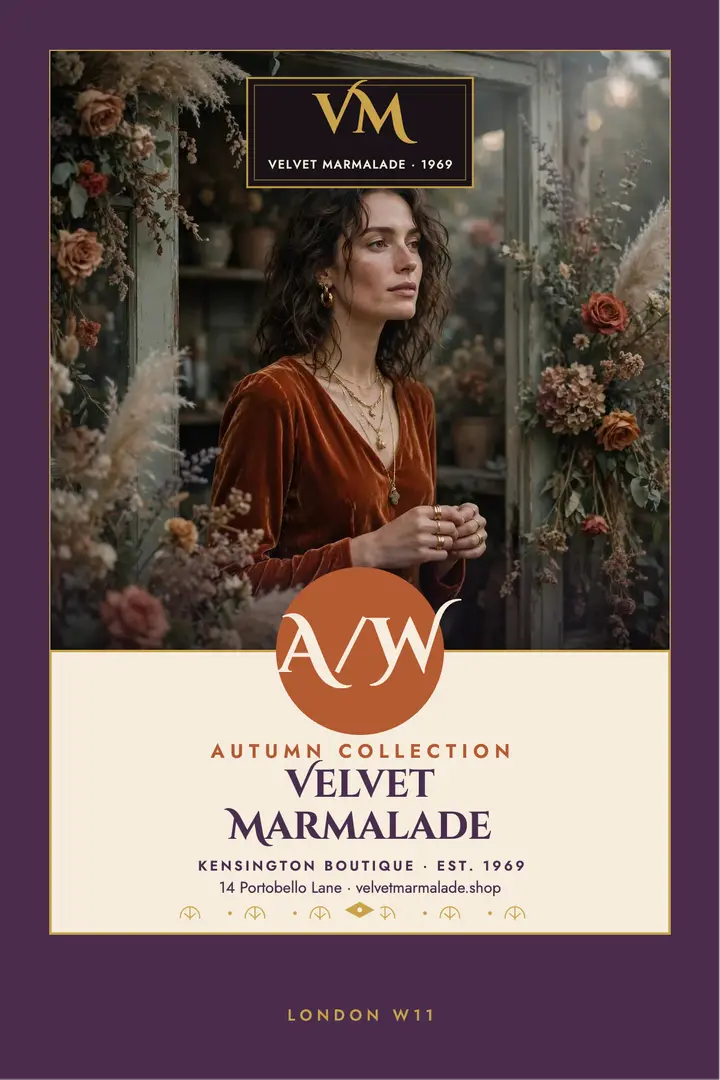 Velvet Marmalade autumn boutique poster template