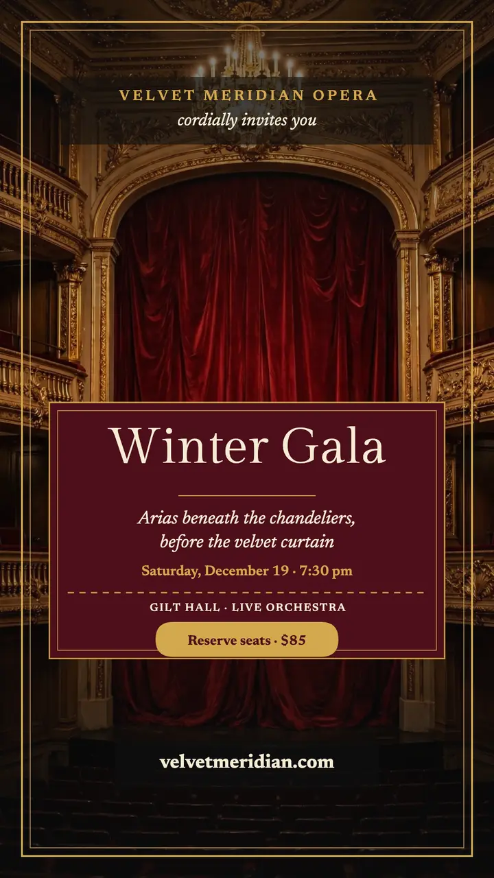 Velvet Meridian Opera winter gala story template
