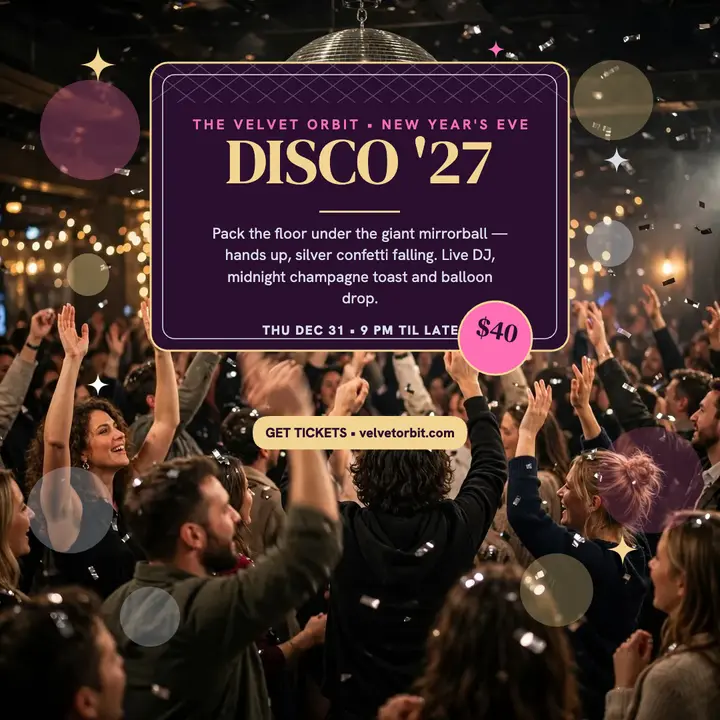 Velvet Orbit New Year's Eve disco post template