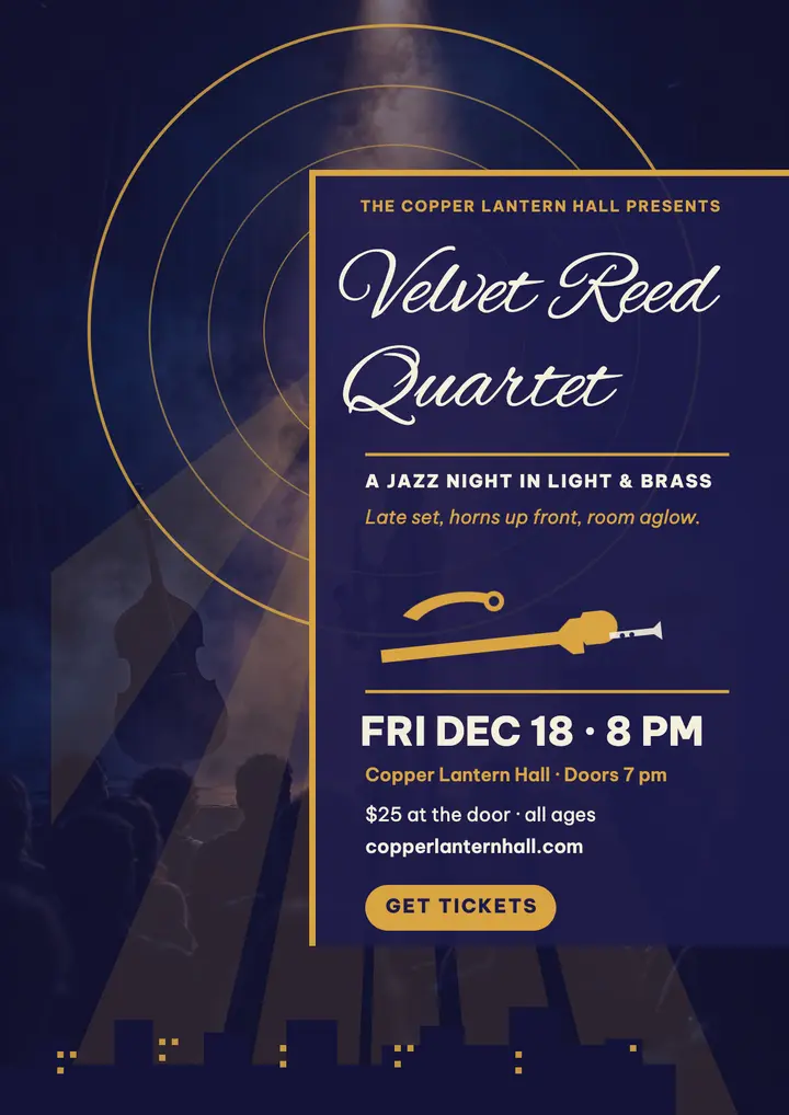 Velvet Reed jazz night flyer template