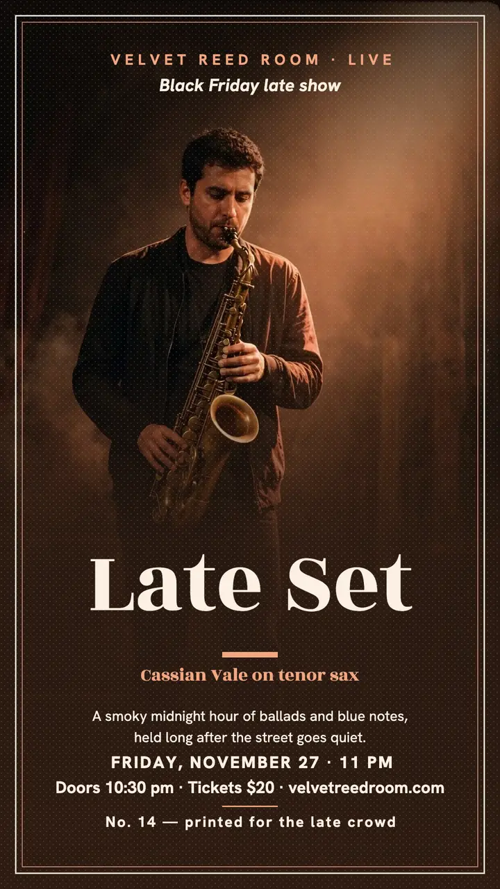 Velvet Reed late set jazz story template