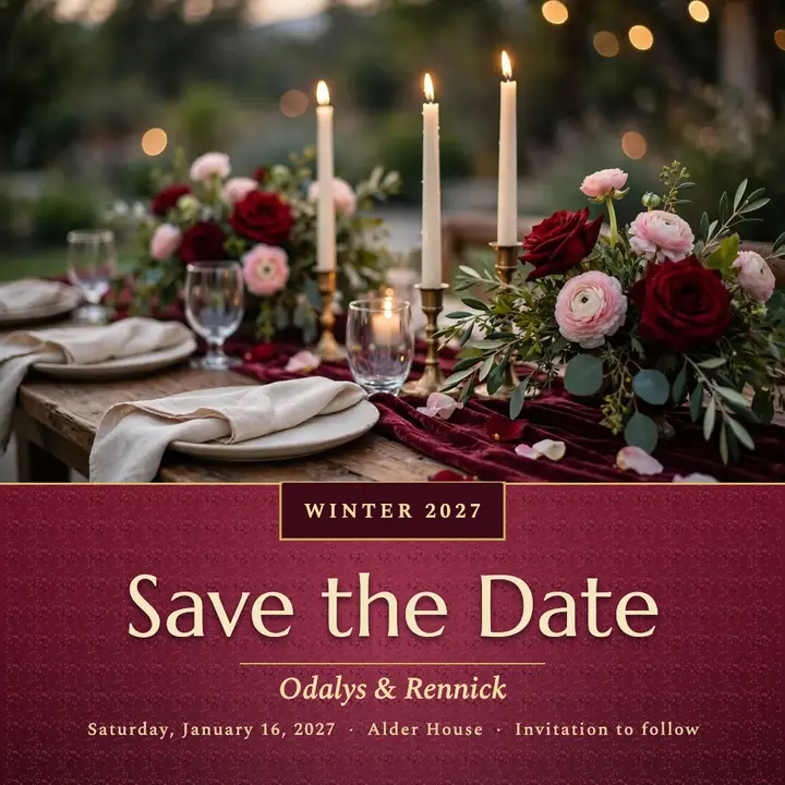 Odalys and Rennick save the date: save the date wedding post template