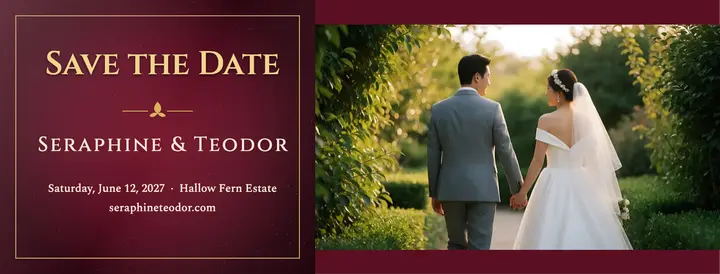 Burgundy velvet save the date cover template