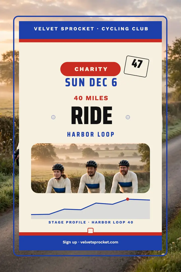 Velvet Sprocket charity ride jersey poster template