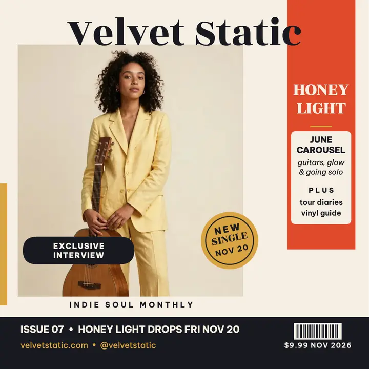 Velvet Static indie soul magazine cover template