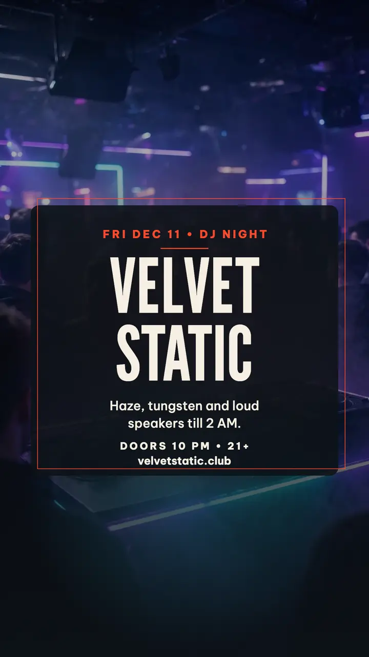 Velvet Static DJ night story template